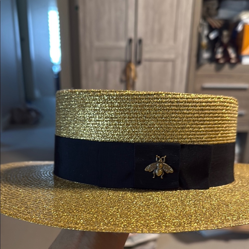 Gucci Gold Hat with Black Band